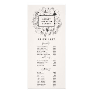 Carte Publicitaire Modern Botanical Blush and Black Price List