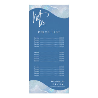 Carte Publicitaire Modern Iridescent Blue Gradient Price List