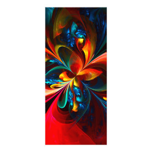Carte Publicitaire Moderne Floral Abstrait Art Orange Bleu Motif #14