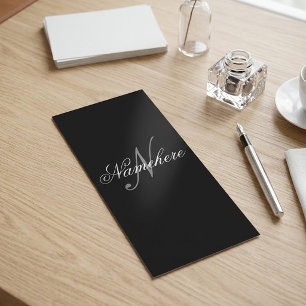 Carte Publicitaire Monogramme de nom personnalisé unique noir et blan