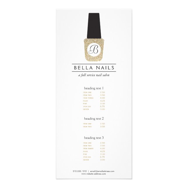 Carte Publicitaire Monogramme du salon de ongles sur Parties scintill (Devant)