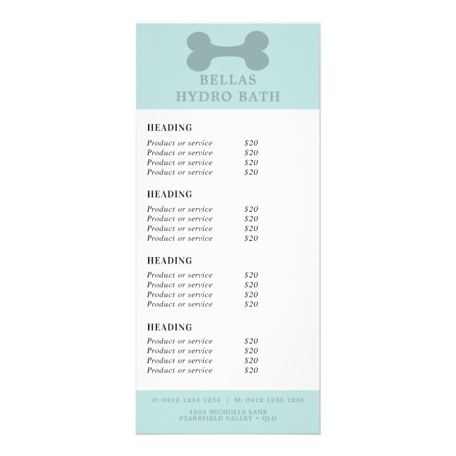 Carte Publicitaire Monte Et Os De Chien Turquoise (Devant)