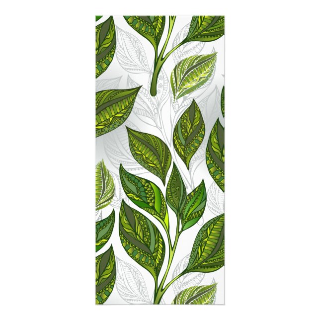 Carte Publicitaire Motif sans couture avec Feuilles de thé vert (Devant)