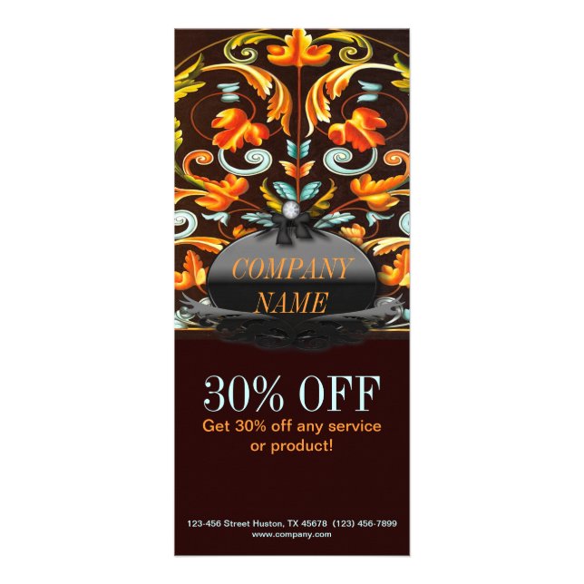 Carte Publicitaire New Age Yoga bohème chute feuilles mandala (Devant)