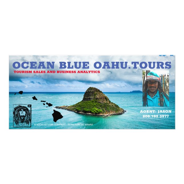 CARTE PUBLICITAIRE OCÉAN BLUE OAHU.TOURS (Dos)