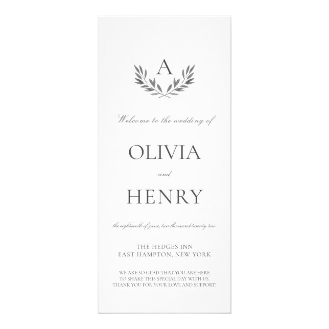 Carte Publicitaire Olivia Elegant Simple Double-Side Wedding Programm (Devant)