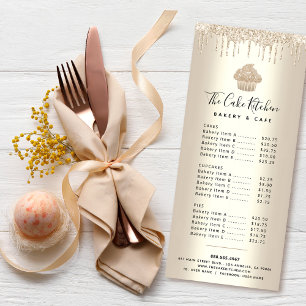 Carte Publicitaire Parties scintillant d'or Drives Cupcake Boulangeri