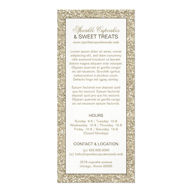 Carte Publicitaire Parties scintillant Look Glamor Rack Card (Devant)