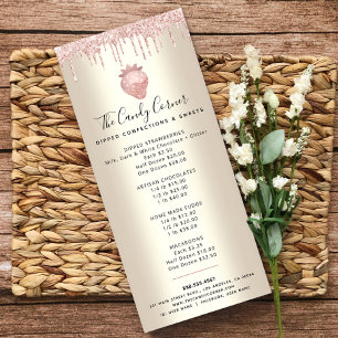 Carte Publicitaire Parties scintillant roses Lavettes de fraise Desse