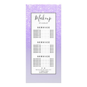 Carte Publicitaire parties scintillant violet ombre lilas pastel bloc