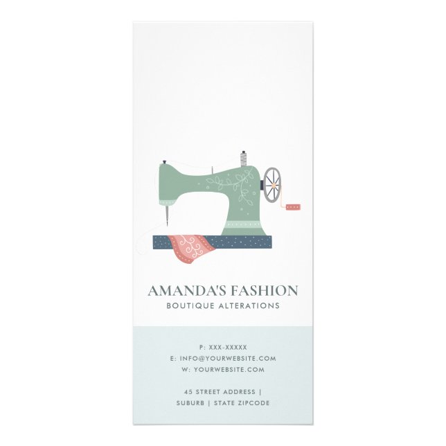 CARTE PUBLICITAIRE PASTEL AQUA GREEN ROSE SEWING MACH PRIX SERVICE (Dos)