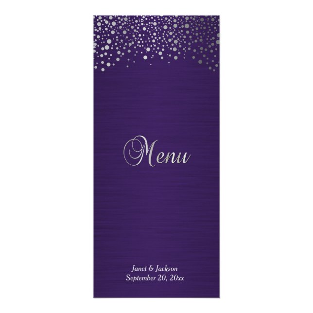 Carte Publicitaire Points Confetti violet et argenté (Devant)