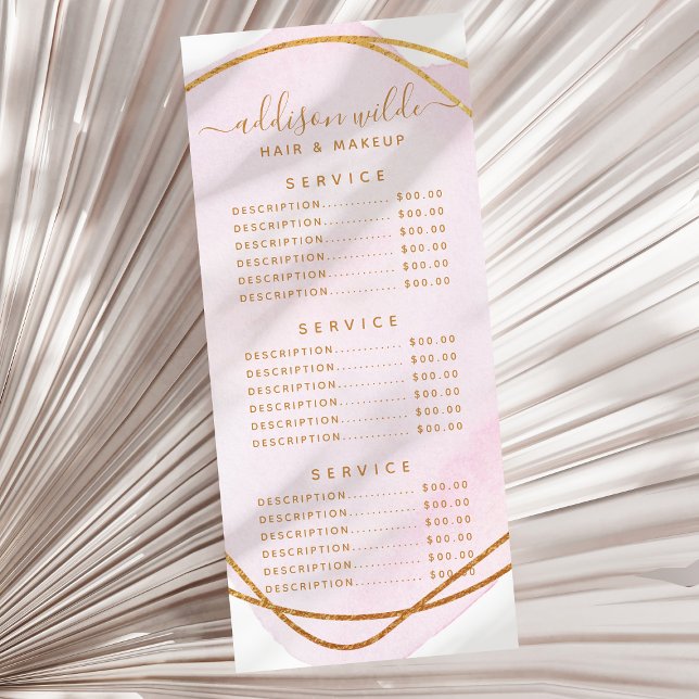 Carte Publicitaire Prix cercle or aquarelle rose Script Blush (Créateur téléchargé)