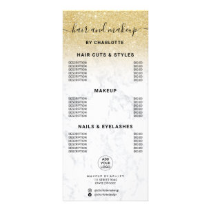 Carte Publicitaire Prix de maquillage en marbre parties scintillant o