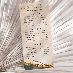 Carte Publicitaire Prix Marbre Rose Noir Or Aquarelle Script