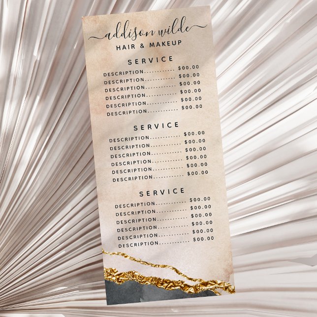 Carte Publicitaire Prix Marbre Rose Noir Or Aquarelle Script (Créateur téléchargé)