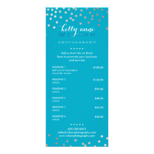 Carte Publicitaire PRIX SERVICES LISTE Confetti argent motif aqua