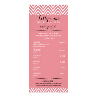 Carte Publicitaire PRIX SERVICES LISTE cool chevron motif corail