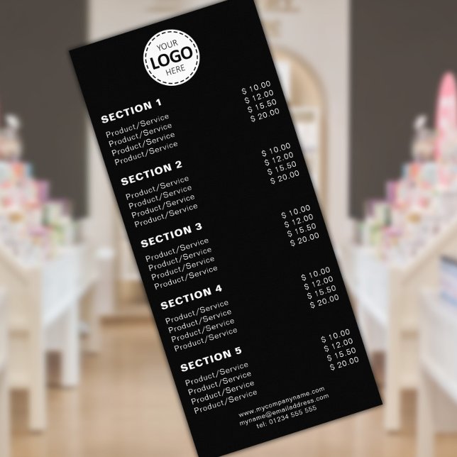 Carte Publicitaire Produit/Service personnalisé Simple Noir (Créateur téléchargé)