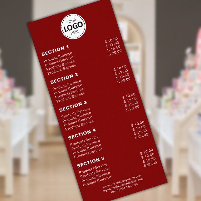 Carte Publicitaire Produit/Service personnalisé Simple Rouge (Créateur téléchargé)