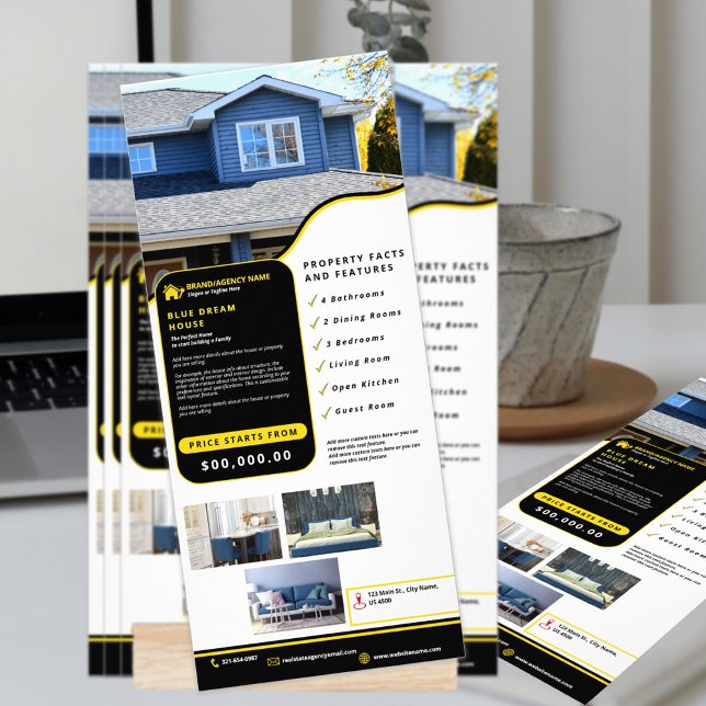 Carte Publicitaire Professional Black & Yellow Real State Modern (Créateur téléchargé)