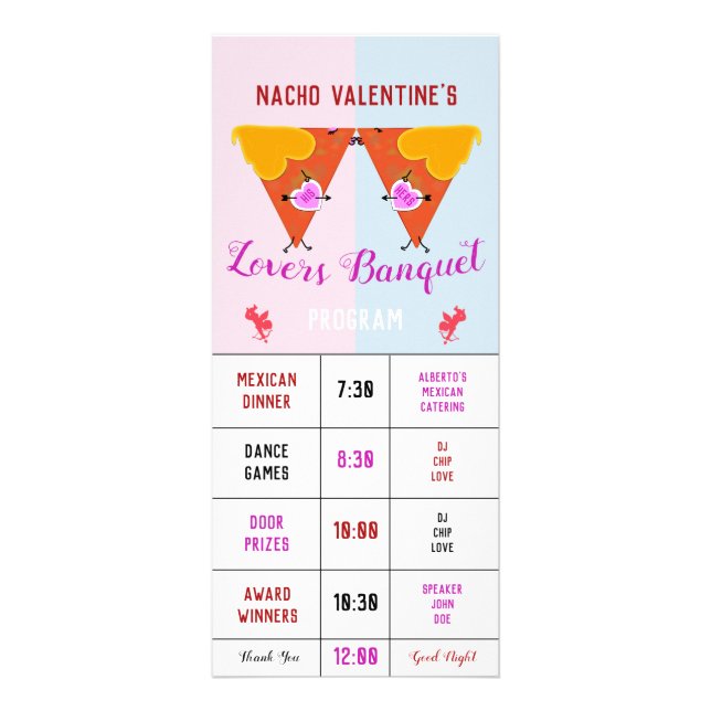 Carte Publicitaire Programme/Menu de l'événement de la Saint-Valentin (Devant)