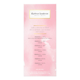 Carte Publicitaire PROMO PRIX SERVICE LISTE Aquarelle rose moderne