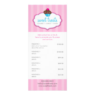 Carte Publicitaire PROMO PRIX SERVICES LISTE cupcake boulangerie aqua
