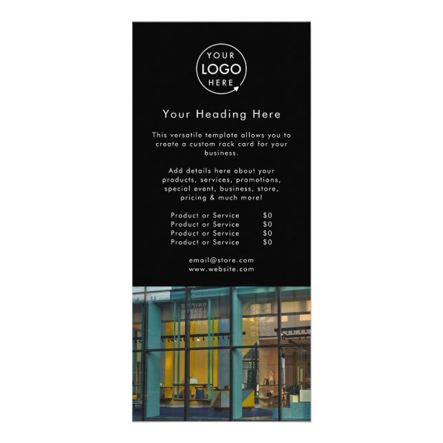 Carte Publicitaire Publicité commerciale | Logo photo noir moderne (Devant)