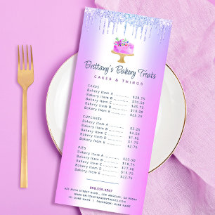 Carte Publicitaire Purple Bakery Parties scintillant de gâteau Driver