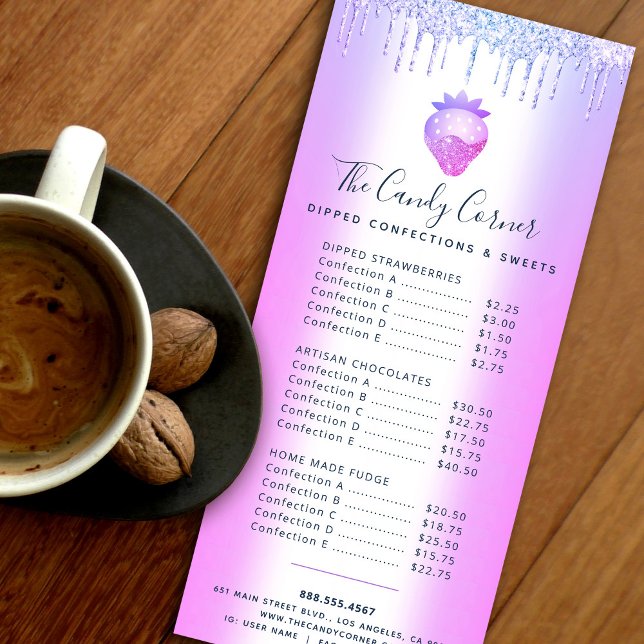 Carte Publicitaire Purple Parties scintillant Drives Strawberry Desse (Créateur téléchargé)