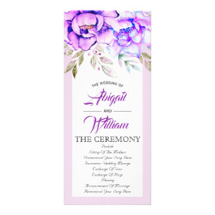 Carte Publicitaire Purple watercolor flowers lilac wedding program
