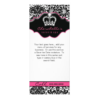 Carte Publicitaire Rack Card Damask White Black Pink Floral Crown