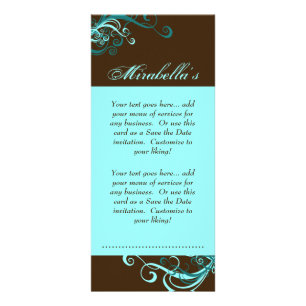 Carte Publicitaire Rack Card Swirl Salon Spa Bleu Brown