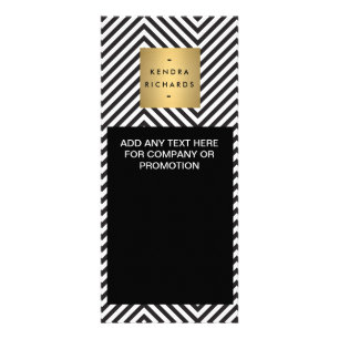 Carte Publicitaire Rayure Noir Blanc Or Minimaliste Moderne