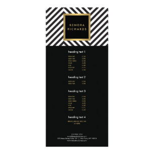 Carte Publicitaire Rayure Noir Blanc Or Minimaliste Moderne Gras