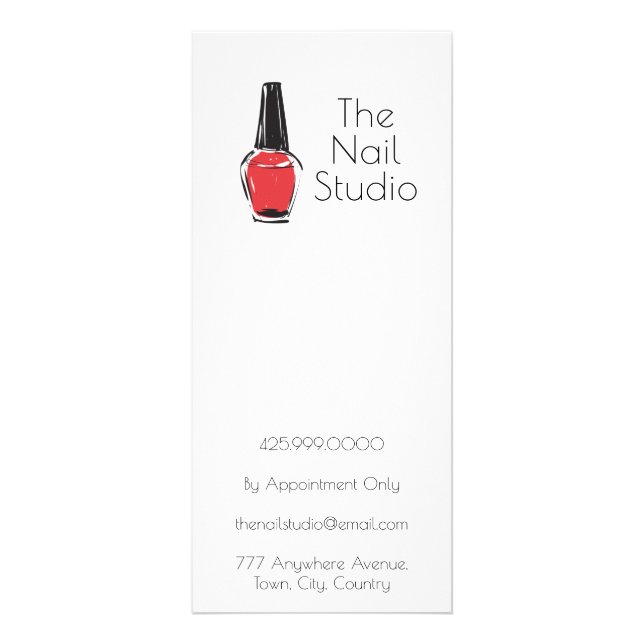 Carte Publicitaire Red Nail Salon Manicure Pedicure Price List (Dos)