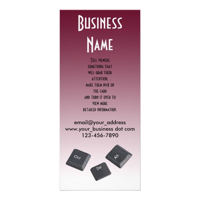 Carte Publicitaire Redémarrer le Modèle photo Clés d'ordinateur (Devant)