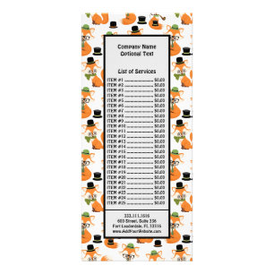 Carte Publicitaire Renard Orange Chapeau Noir Lunettes de Nerd Hipste