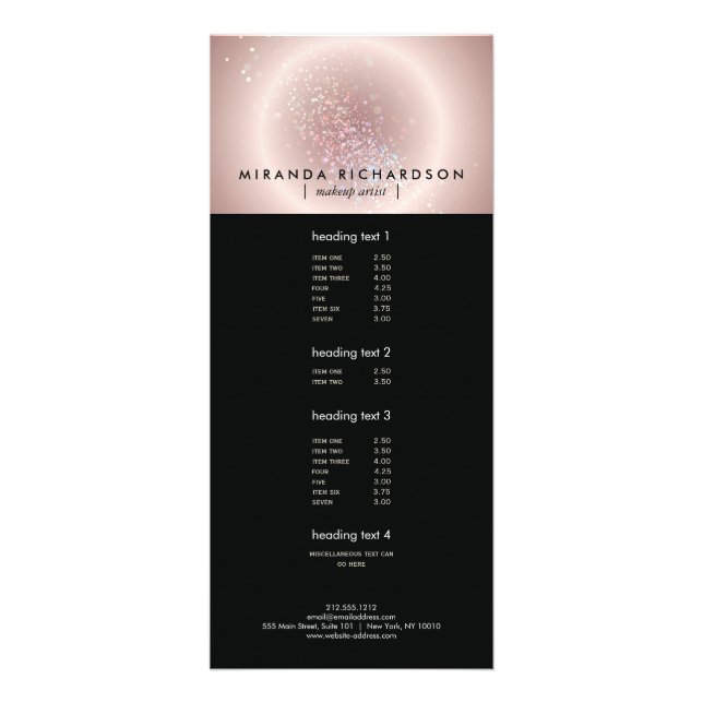 Carte Publicitaire Rose céleste Confetti (Devant)