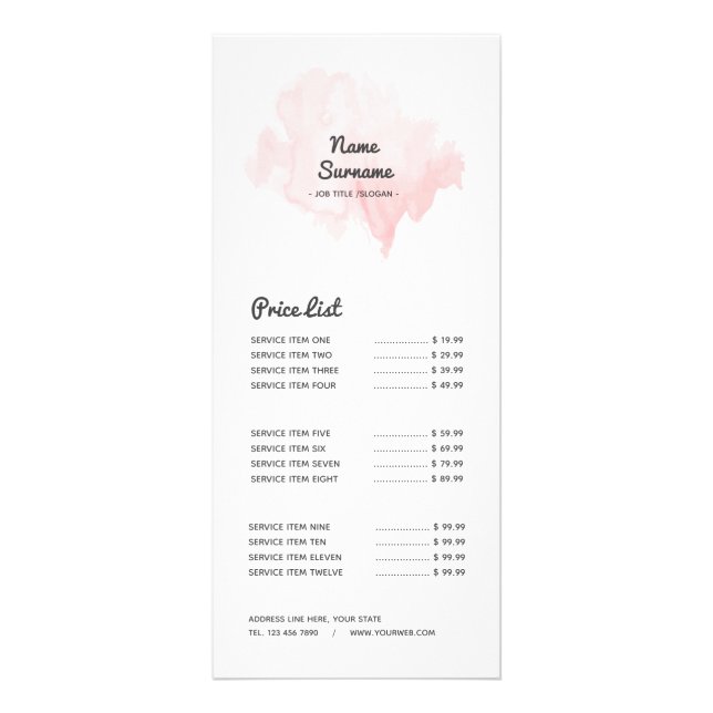 Carte Publicitaire Rose-clair minimalistes modernes rougissent (Devant)
