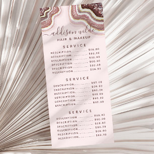 Carte Publicitaire Rose Gold Blush Rose Pailleté Géode d'Agate