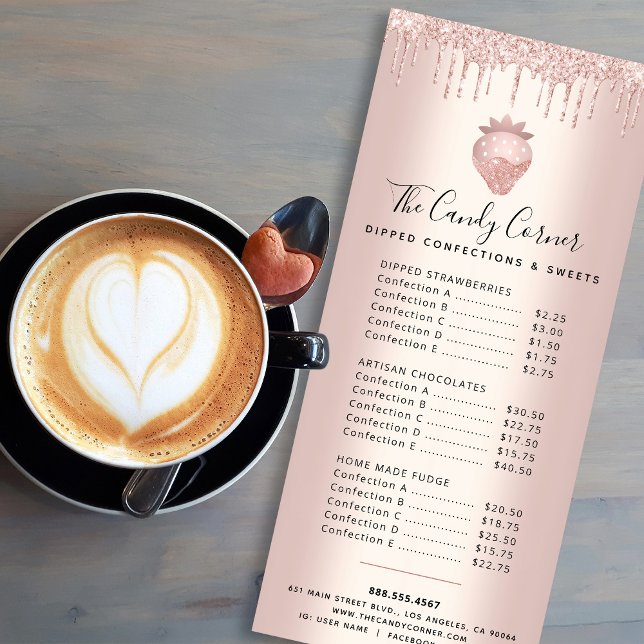 Carte Publicitaire Rose Gold Parties scintillant Drivers Strawberry D (Créateur téléchargé)