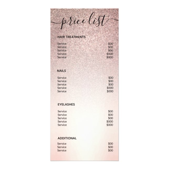 Carte Publicitaire Rose moderne Gold Parties scintillant Spa Salon Li (Dos)