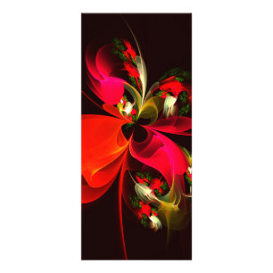 Carte Publicitaire Rouge Vert Floral Moderne Art Abstrait Motif #02