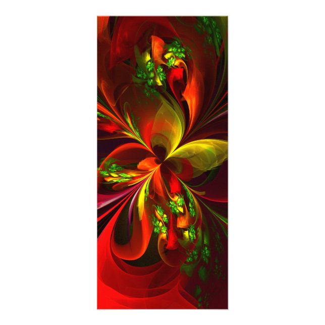Carte Publicitaire Rouge vert moderne Floral Abstrait Art Motif #05 (Devant)