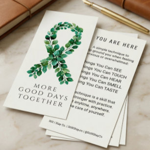 Carte Publicitaire Ruban de Santé Mentale Vert Sauge Personnalisé pou