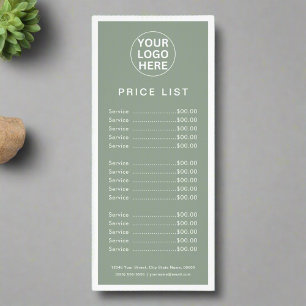 Carte Publicitaire Sage Green Logo l Professional Price List Services