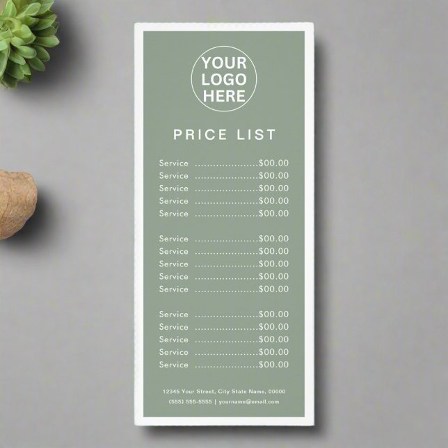 Carte Publicitaire Sage Green Logo l Professional Price List Services (Créateur téléchargé)