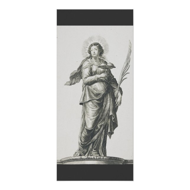 Carte Publicitaire Sainte Agathe de Sicile Grâce Volcanique Art (Devant)